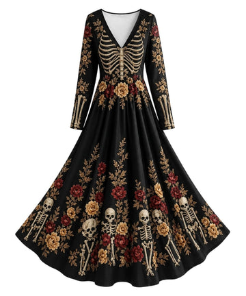 Skull Print Maxi Dress