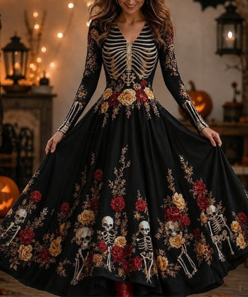 Skull Print Maxi Dress