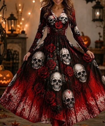 Skull Print Maxi Dress