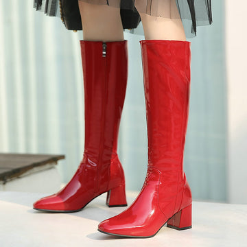 Patent Knee High Boots