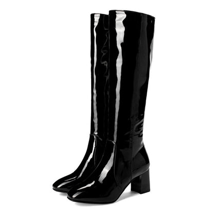 Patent Knee High Boots
