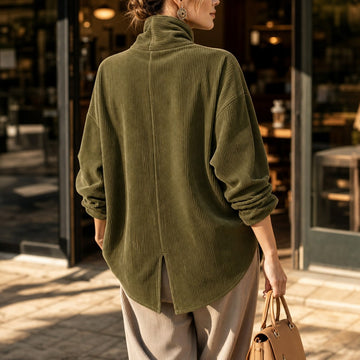 Asymmetric Corduroy Funnel Top