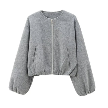 Balloon Sleeve Cropped Jacket