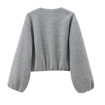 Balloon Sleeve Cropped Jacket