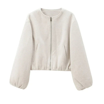 Balloon Sleeve Cropped Jacket