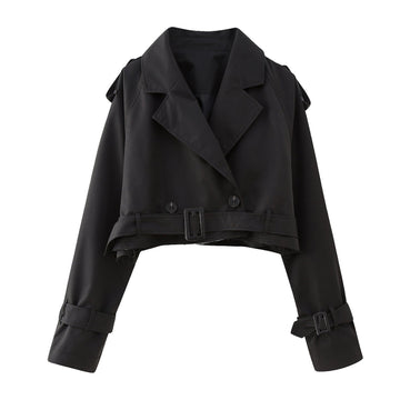 Belted Cropped Trench Jacket