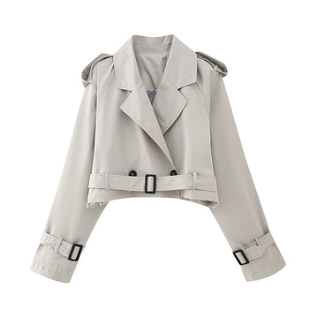 Belted Cropped Trench Jacket