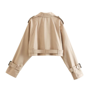 Belted Cropped Trench Jacket