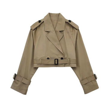 Belted Cropped Trench Jacket