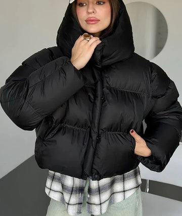 Cropped Hooded Puffer Jacket