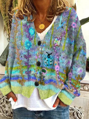 Botanical Print Cardigan