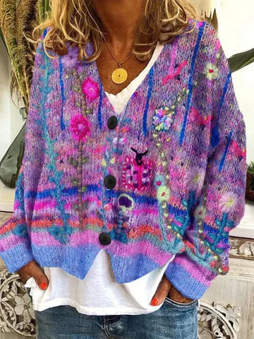 Botanical Print Cardigan
