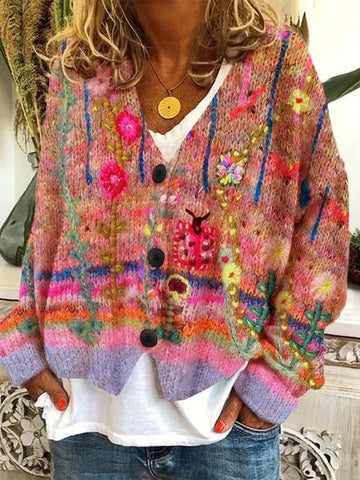 Botanical Print Cardigan