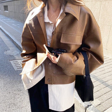 Boxy Faux Leather Jacket