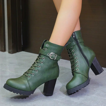 Buckle Lace Up Boots