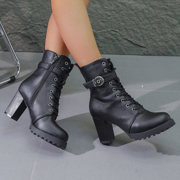 Buckle Lace Up Boots