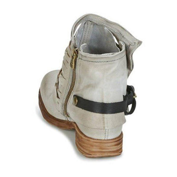 Wrapped Strip Buckle Ankle Boots
