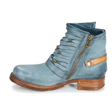 Wrapped Strip Buckle Ankle Boots