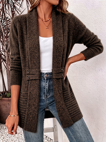 Button Tab Knit Cardigan