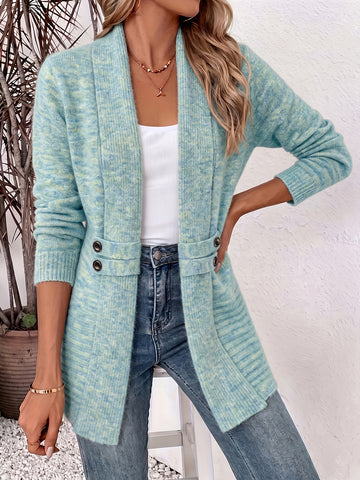 Button Tab Knit Cardigan