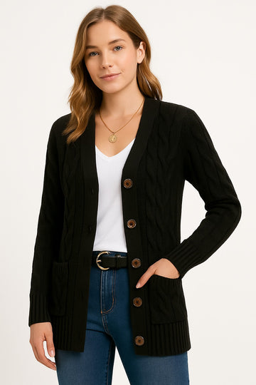 Cable Knit Longline Cardigan