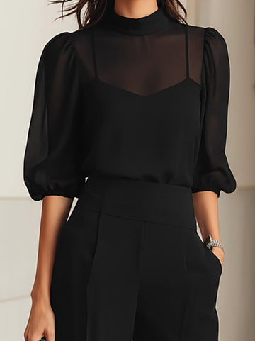 Chiffon Blouse Pants Set