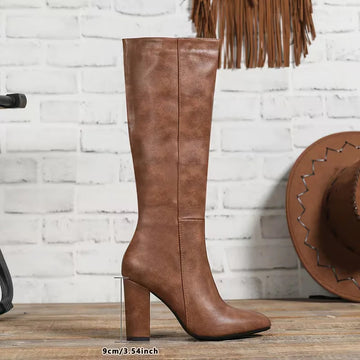 Chunky Heel Knee Boots