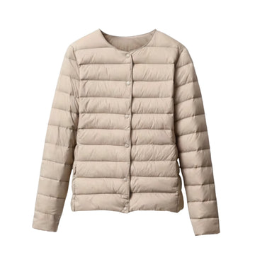Collarless Quilted Puffer Jacket