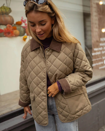Corduroy Collar Quilted Jacket