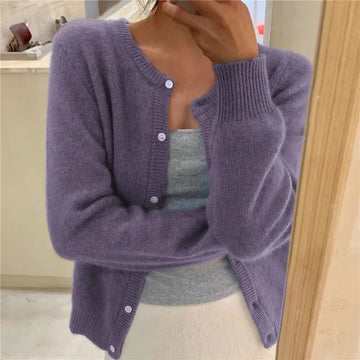 Crew Neck Knit Cardigan