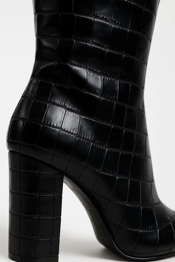 Croc Block Heel Boots