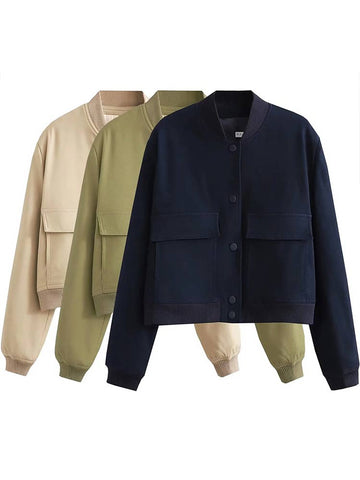 Cropped Baseball Collar Jacket