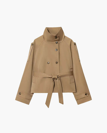 Cropped Funnel Neck Trench Jacket