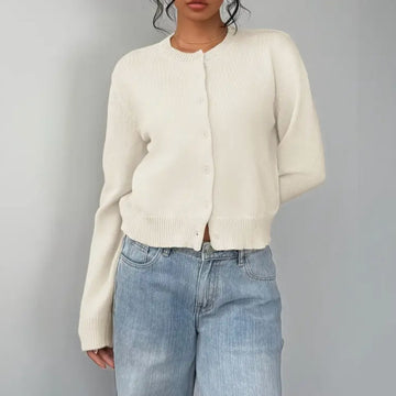 Cropped Crew Neck Cardigan