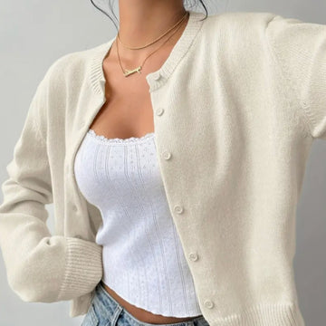 Cropped Crew Neck Cardigan