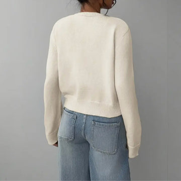 Cropped Crew Neck Cardigan