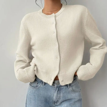Cropped Crew Neck Cardigan