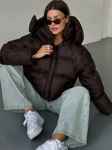Cropped Hooded Puffer Jacket
