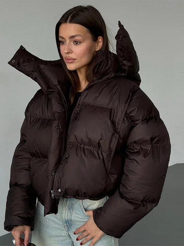 Cropped Hooded Puffer Jacket