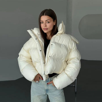 Cropped Hooded Puffer Jacket
