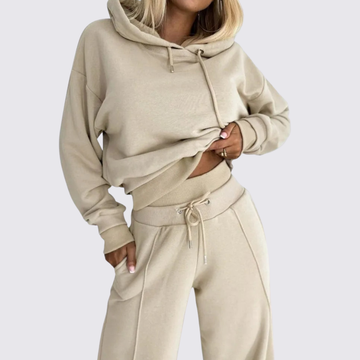 Cropped Hoodie and Wide Leg Pants Set
