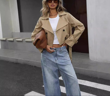 Double Breasted Cropped Trench