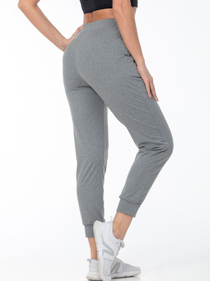 Back view of gray cuffed joggers