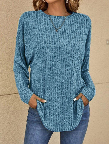 Curved Hem Rib Sweater