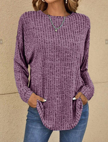 Curved Hem Rib Sweater