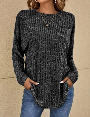 Curved Hem Rib Sweater