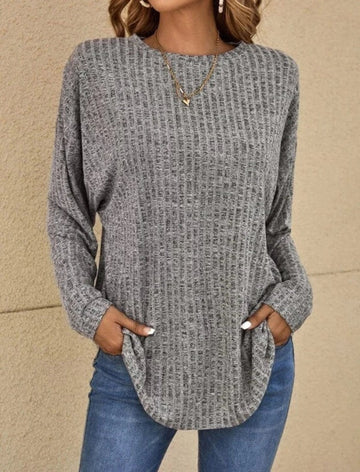 Curved Hem Rib Sweater