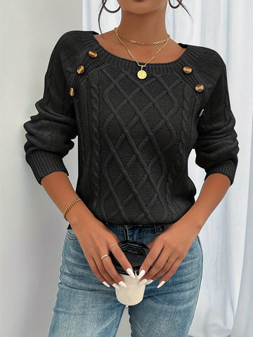 Diamond Cable Button Sweater