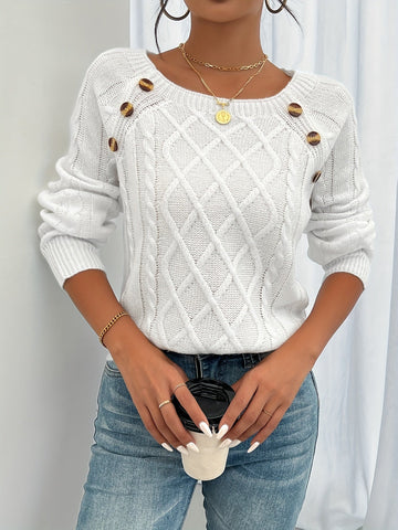 Diamond Cable Button Sweater