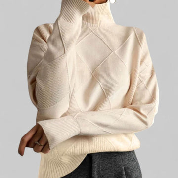 Diamond Knit Oversized Turtleneck Sweater